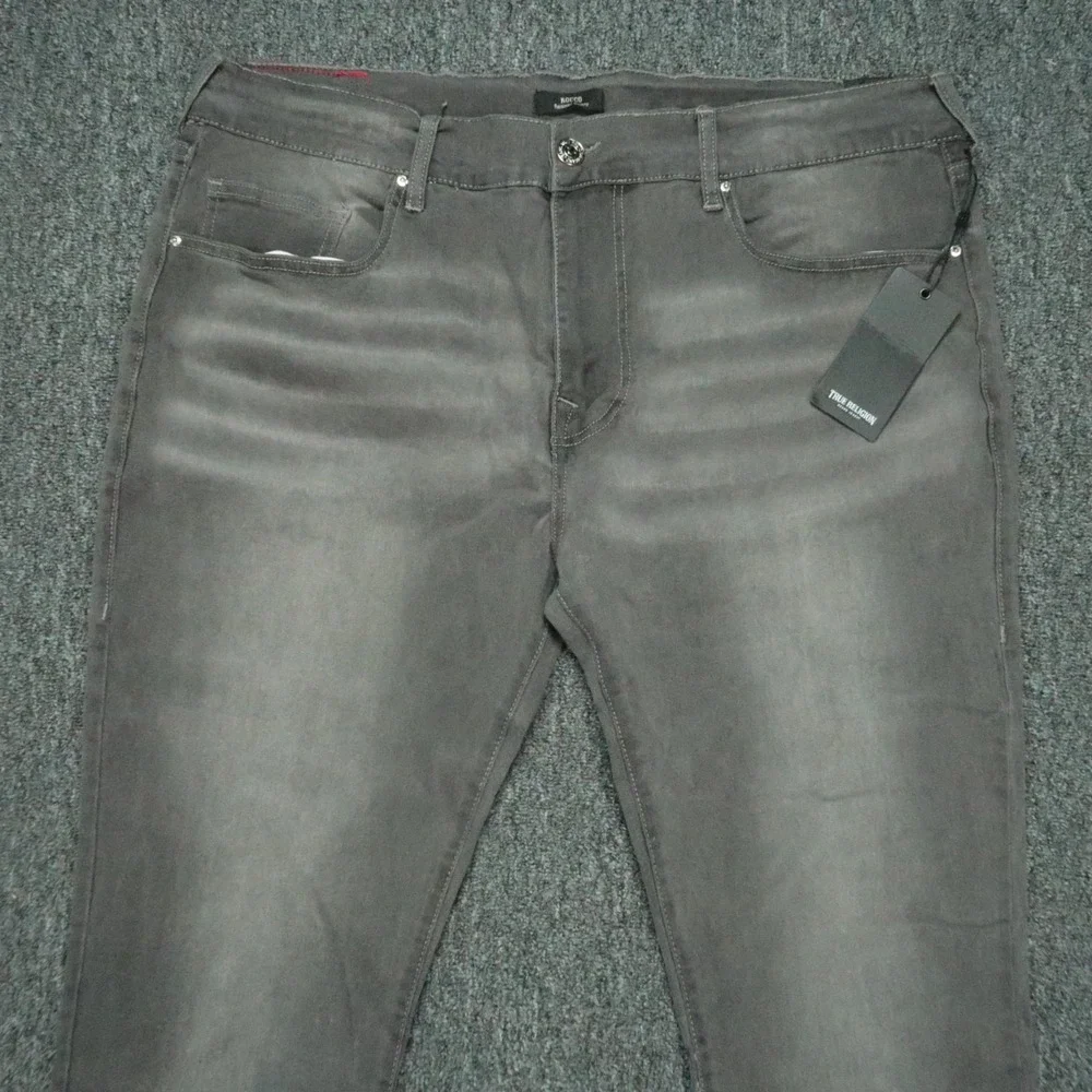 True Religion Jeans Mens 40x32 Gray Charcoal‎ Rocco Relaxed Skinny No Flap NWT